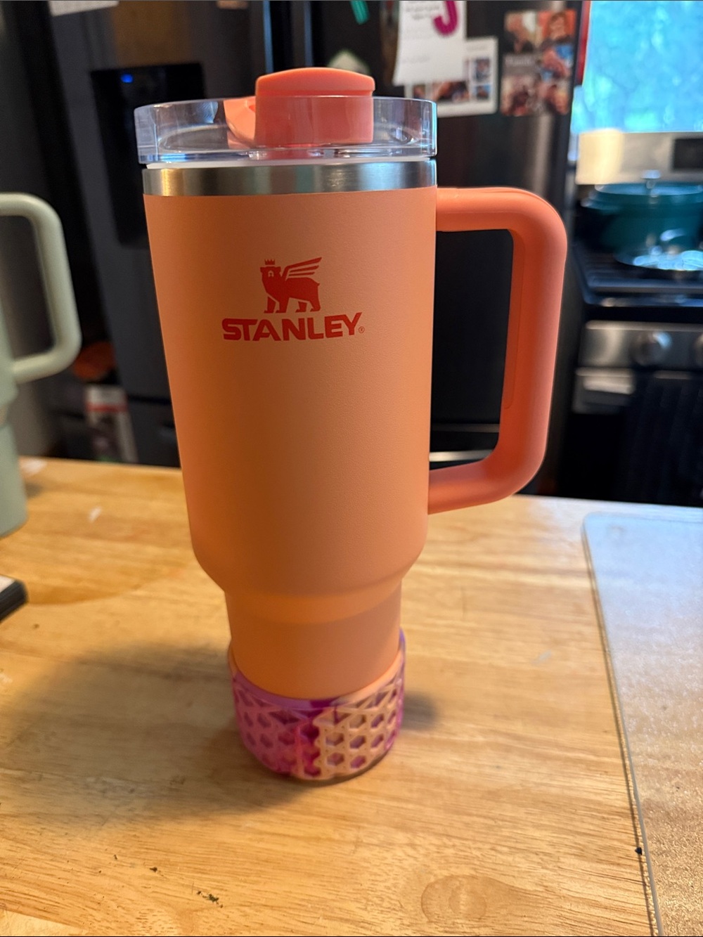Stanley Coral Orange Insulated Travel Mug with Handle